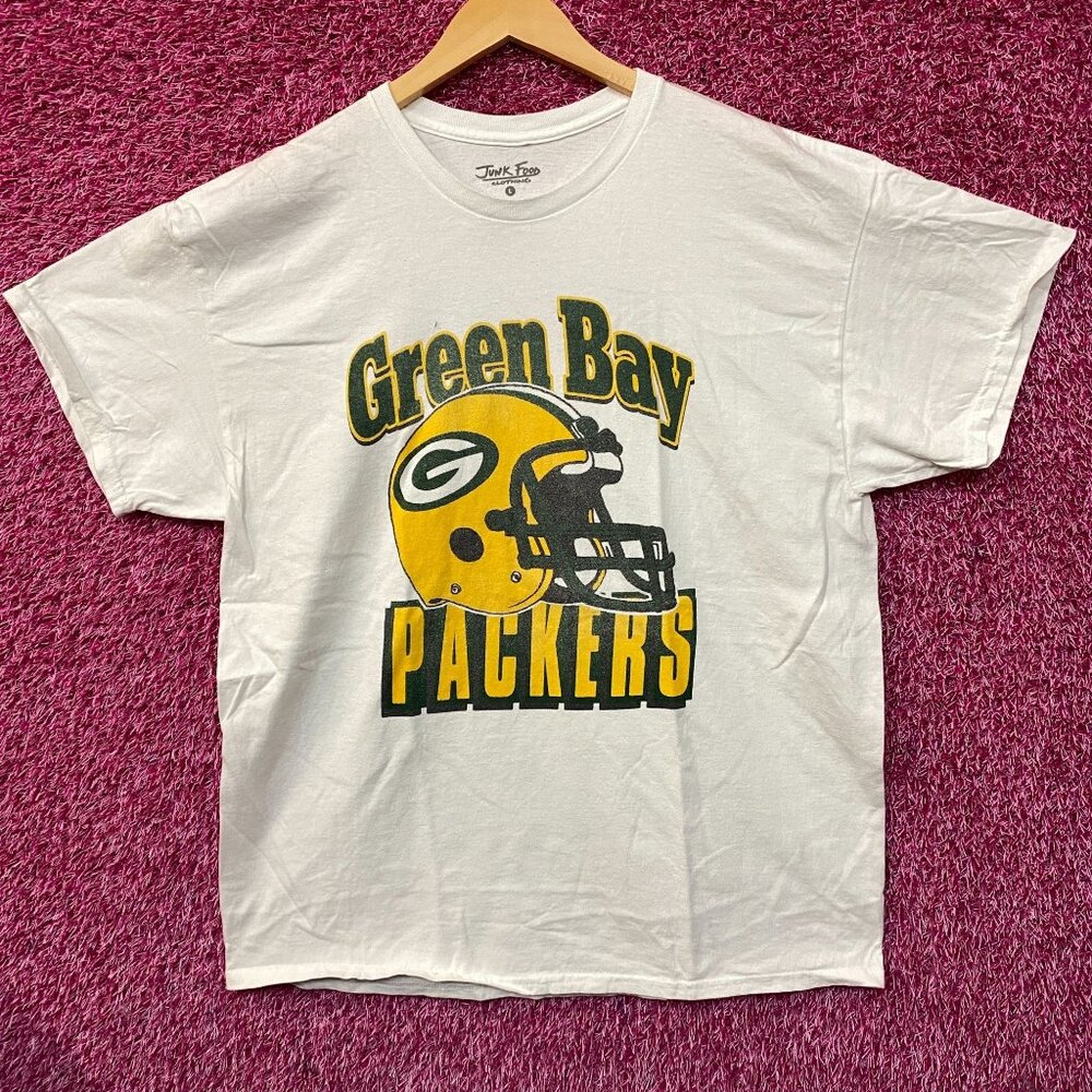 Junk Food Clothing NFL Green Bay Packers Throwback Helmet Logo T-Shirt Large